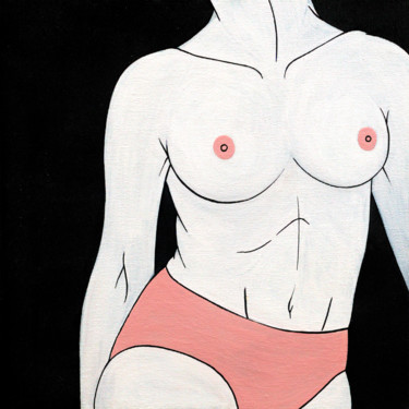 Painting titled "Helen / Nude woman…" by Sviatlana Petushkova, Original Artwork, Acrylic Mounted on Wood Stretcher frame