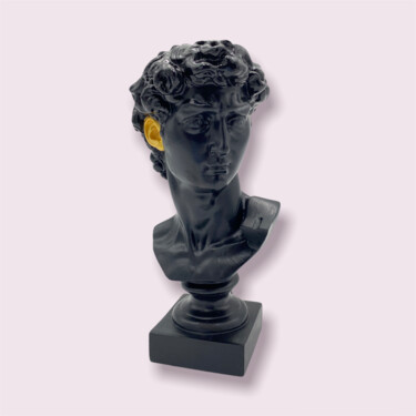 Скульптура под названием "Black David with Go…" - Sviatlana Petushkova, Подлинное произведение искусства, Гипс
