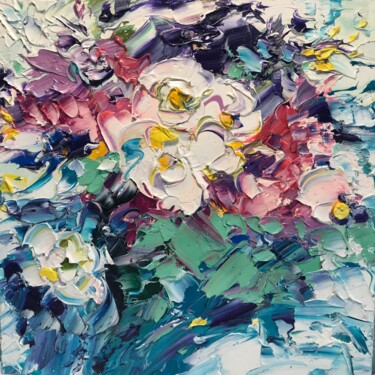 Картина под названием "Abstract flowers 14…" - Svitlana Andriichenko, Подлинное произведение искусства, Масло