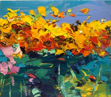 Картина под названием "Abstract flowers 14…" - Svitlana Andriichenko, Подлинное произведение искусства, Масло