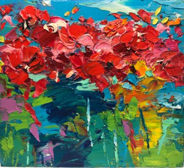Schilderij getiteld "Abstract flowers 14…" door Svitlana Andriichenko, Origineel Kunstwerk, Olie