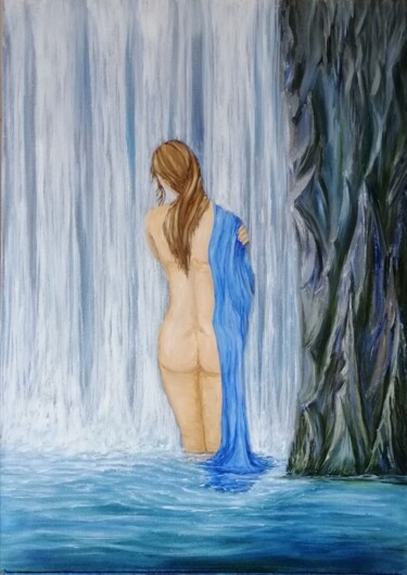 Картина под названием "Women by the waterf…" - Svitlana Bulichenko, Подлинное произведение искусства, Масло