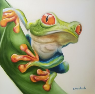 Картина под названием "древесная лягушка" - Svitlana Deutsch (светлана дойч), Подлинное произведение искусства, Масло
