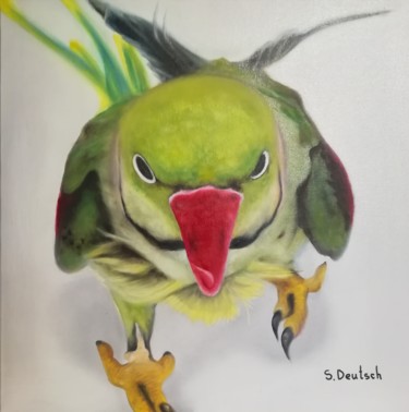 Peinture intitulée "попугай" par Svitlana Deutsch (Svetlana Doich), Œuvre d'art originale, Huile