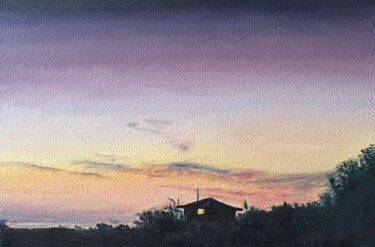 Картина под названием "Вечер возле речки" - Svitlana Dobrovolska, Подлинное произведение искусства, Масло