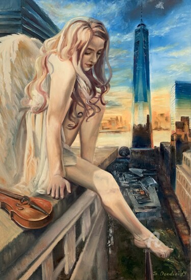 Pintura titulada ""Ангел всегда рядом"" por Svitlana Dzedzei, Obra de arte original, Oleo Montado en Bastidor de camilla de…