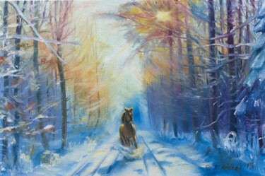 Картина под названием ""Зимняя сказка"" - Svitlana Dzedzei, Подлинное произведение искусства, Масло Установлен на Деревянная…