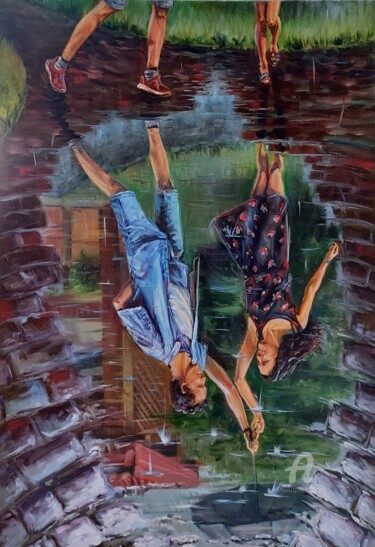 Картина под названием ""Rain music"" - Svitlana Dzedzei, Подлинное произведение искусства, Масло Установлен на Деревянная ра…