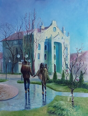 Peinture intitulée ""Two in the spring…" par Svitlana Dzedzei, Œuvre d'art originale, Huile Monté sur Châssis en bois