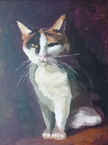 Painting titled "Ukrainian war cat" by Svitlana Fedas, Original Artwork, Acrylic