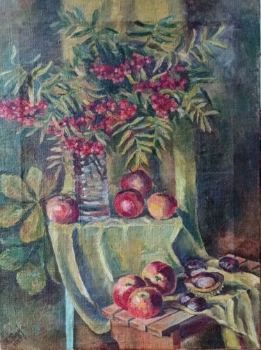 Painting titled "Still life with row…" by Svitlana Fedas, Original Artwork, Oil