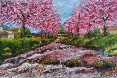 Peinture intitulée "Blossom Tree Canvas…" par Svitlana Kalaidzhi, Œuvre d'art originale, Huile