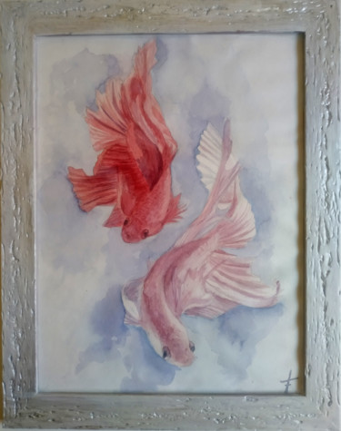 Dessin intitulée "Fish Watercolor Pai…" par Svitlana Kalaidzhi, Œuvre d'art originale, Aquarelle