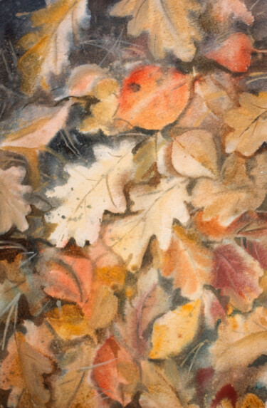 Malarstwo zatytułowany „Autumn leaves under…” autorstwa Svitlana Lagutina, Oryginalna praca, Akwarela