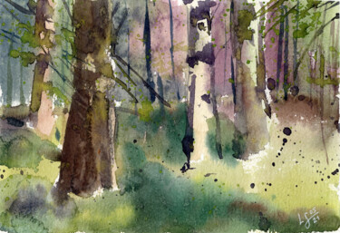 Pintura titulada "The forest awakens.…" por Svitlana Lagutina, Obra de arte original, Acuarela