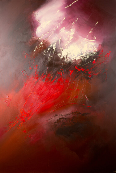 Painting titled "Crimson clouds" by Svitlana Miku, Original Artwork, Acrylic