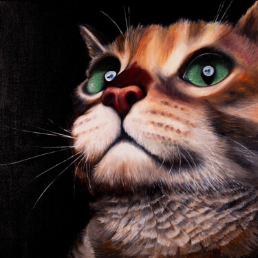 Painting titled "Cat" by Svitlana Miku, Original Artwork, Oil