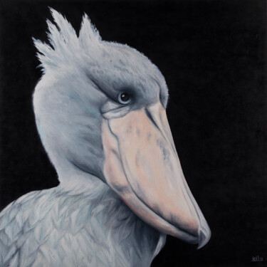 Malerei mit dem Titel "Shoebill" von Svitlana Miku, Original-Kunstwerk, Öl