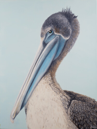 Painting titled "Pelican 2" by Svitlana Miku, Original Artwork, Oil