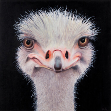 Malerei mit dem Titel "Ostrich" von Svitlana Miku, Original-Kunstwerk, Öl