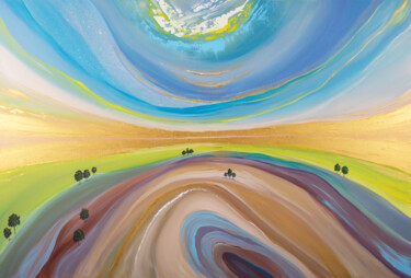 Malerei mit dem Titel "Abstract summer lan…" von Svitlana Miku, Original-Kunstwerk, Acryl