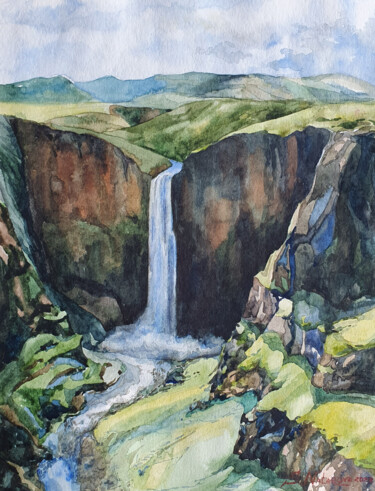 Ζωγραφική με τίτλο "Водопад" από Svitlana Natarova, Αυθεντικά έργα τέχνης, Ακουαρέλα