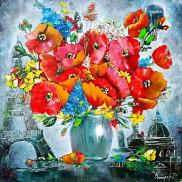 Pittura intitolato "Poppy Painting Orig…" da Svitlana Prokopalo, Opera d'arte originale, Olio