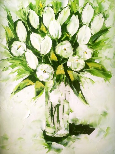 Schilderij getiteld "Tulip Painting Flor…" door Svitlana Prokopalo, Origineel Kunstwerk, Olie
