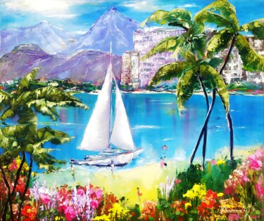 Painting titled "Seascape Impasto Oi…" by Svitlana Prokopalo, Original Artwork, Oil