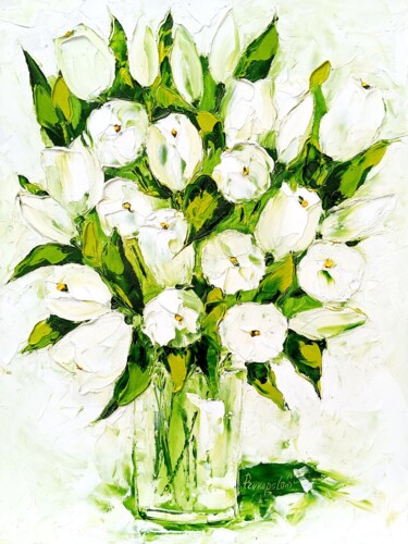 Painting titled "Tulip Painting Flor…" by Svitlana Prokopalo, Original Artwork, Oil