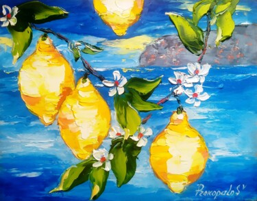 Pittura intitolato "Lemon Italy Paintin…" da Svitlana Prokopalo, Opera d'arte originale, Olio