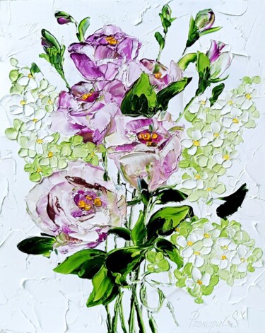 Pintura intitulada "Lilac Painting Lisi…" por Svitlana Prokopalo, Obras de arte originais, Óleo