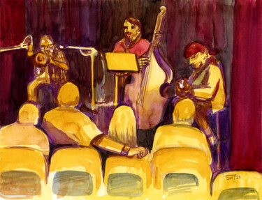 Peinture intitulée "Jazz Jam" par Svitlana Tetokina, Œuvre d'art originale, Aquarelle