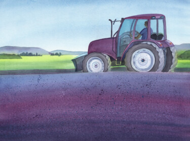 绘画 标题为“Lavender fields” 由Svitlana Yanyeva, 原创艺术品, 水彩