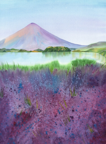 「Lavender fields of…」というタイトルの絵画 Svitlana Yanyevaによって, オリジナルのアートワーク, 水彩画