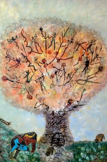 Painting titled "Magic tree" by Svitlana Zenkov, Original Artwork, Acrylic