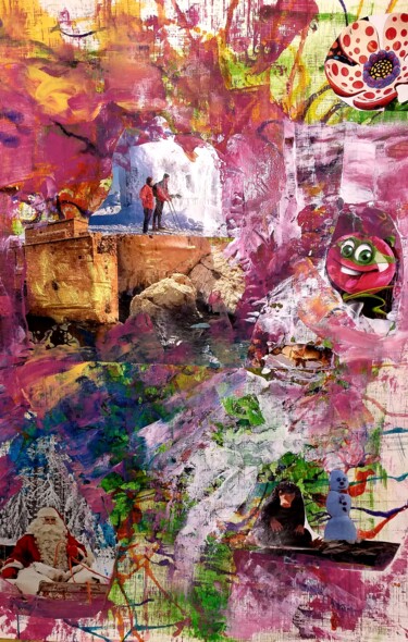 Collagen mit dem Titel "Разноцветные зима" von Svitlana Zenkov, Original-Kunstwerk