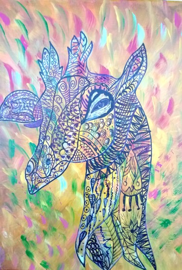 Malerei mit dem Titel "Жираф" von Svitlana Zenkov, Original-Kunstwerk, Acryl
