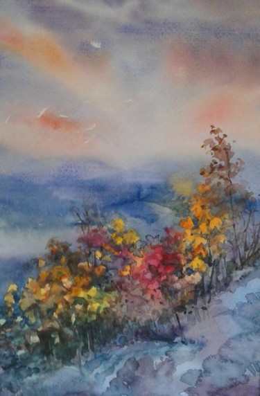 Painting titled "couleurs d'automne" by Svitlana Rasymiene, Original Artwork, Watercolor