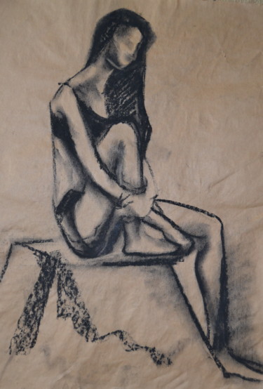 Painting titled "Nu , femme" by Svitlana Rasymiene, Original Artwork, Ink