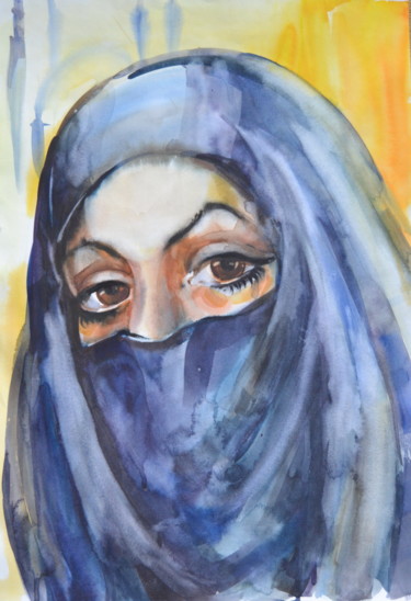 Painting titled "femme de l'est" by Svitlana Rasymiene, Original Artwork, Watercolor