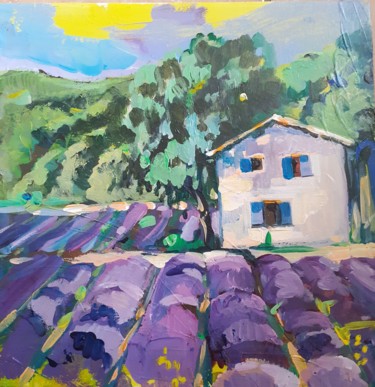 Painting titled "Paysage de Provence…" by Svitlana Rasymiene, Original Artwork, Acrylic