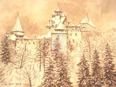 Drawing titled "Castle Bran 1" by Iuliana Sava, Original Artwork