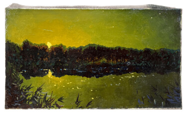 Ζωγραφική με τίτλο "Moonrise oil painti…" από Svyatoslav Barabash, Αυθεντικά έργα τέχνης, Λάδι