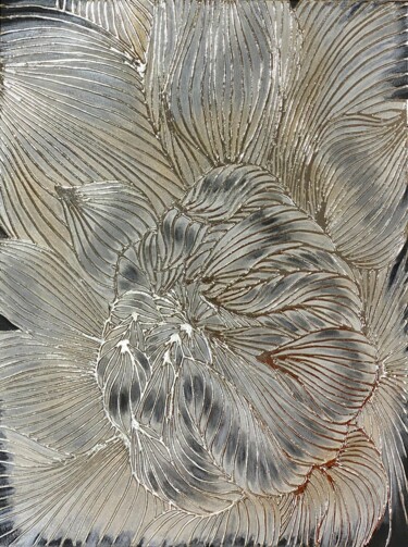Painting titled "Silver Bud" by Svetlana Vylegzhanina, Original Artwork, Acrylic Mounted on Other rigid panel