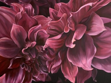 Schilderij getiteld "Карминовые цветы" door Svetlana Vylegzhanina, Origineel Kunstwerk, Acryl Gemonteerd op Frame voor houte…