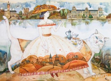 Картина под названием "Чаепитие" - Светлана Растегина, Подлинное произведение искусства