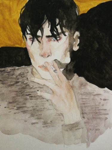 Malerei mit dem Titel "Fumerie" von Zoe Swagten, Original-Kunstwerk, Aquarell