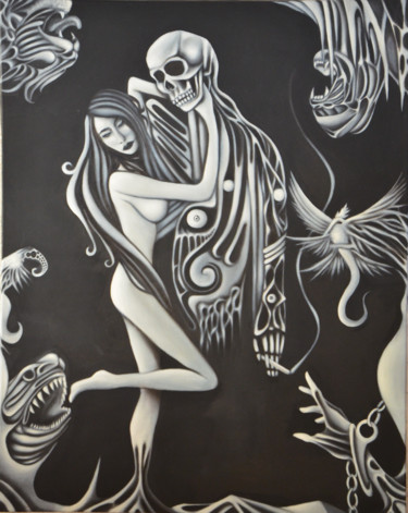 Peinture intitulée "Le Gong Funèbre" par Swan Delattre, Œuvre d'art originale, Huile