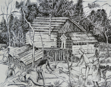 Painting titled "End and the Beginni…" by Swendrini Gunasekara, Original Artwork, Ink Mounted on Other rigid panel